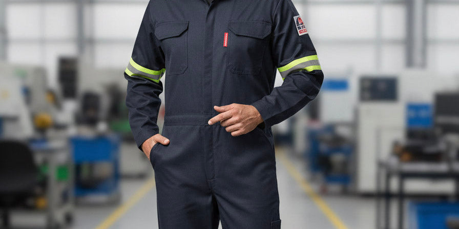 Flame resistant coveralls for men – durable FR workwear for welding, oil & gas, and industrial jobs. Protective, compliant, and long-lasting coveralls designed to meet safety standards and ensure maximum workplace safety.