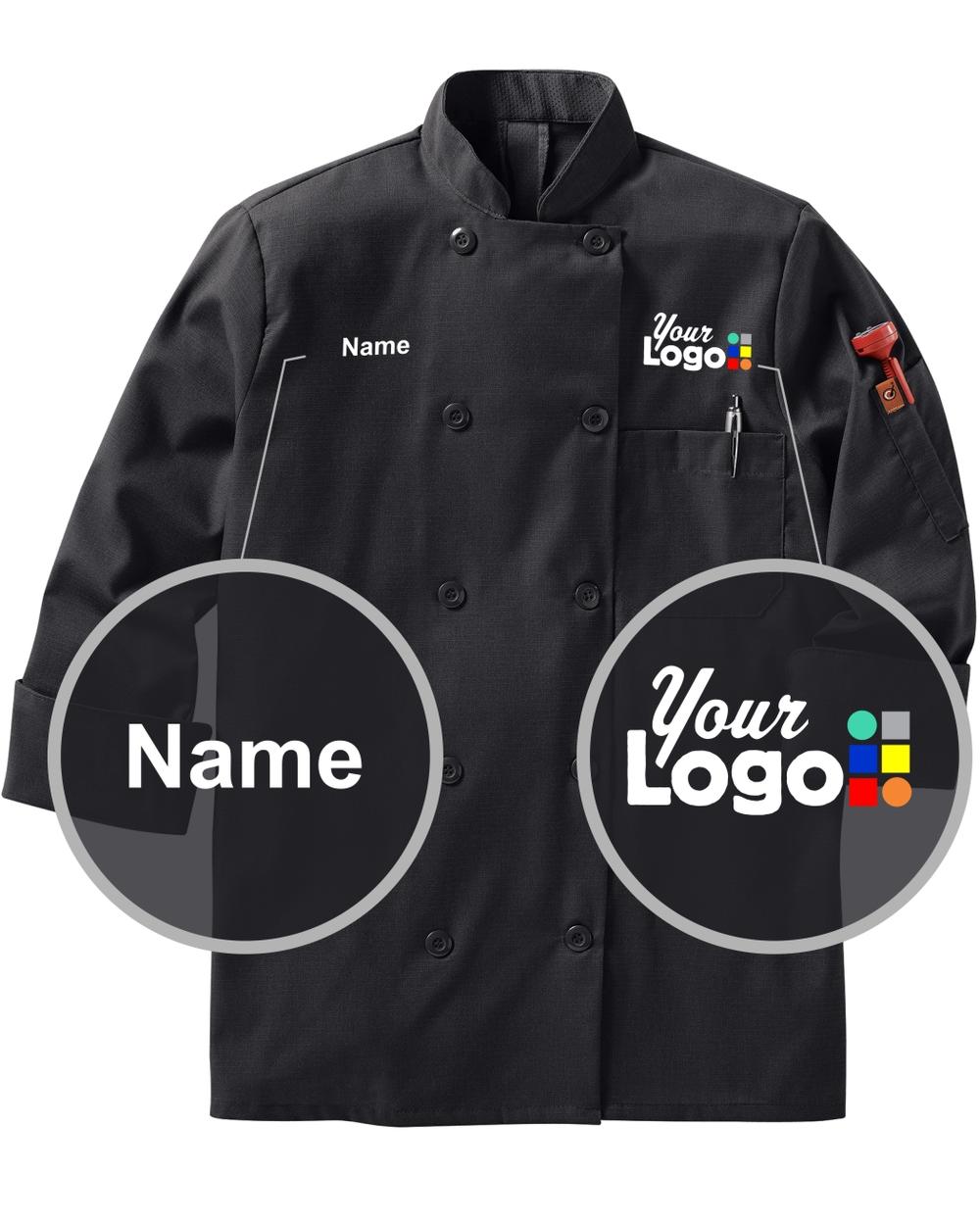 Chef Designs L/S Oilblok Mimix Custom Chef Coat, color: Black