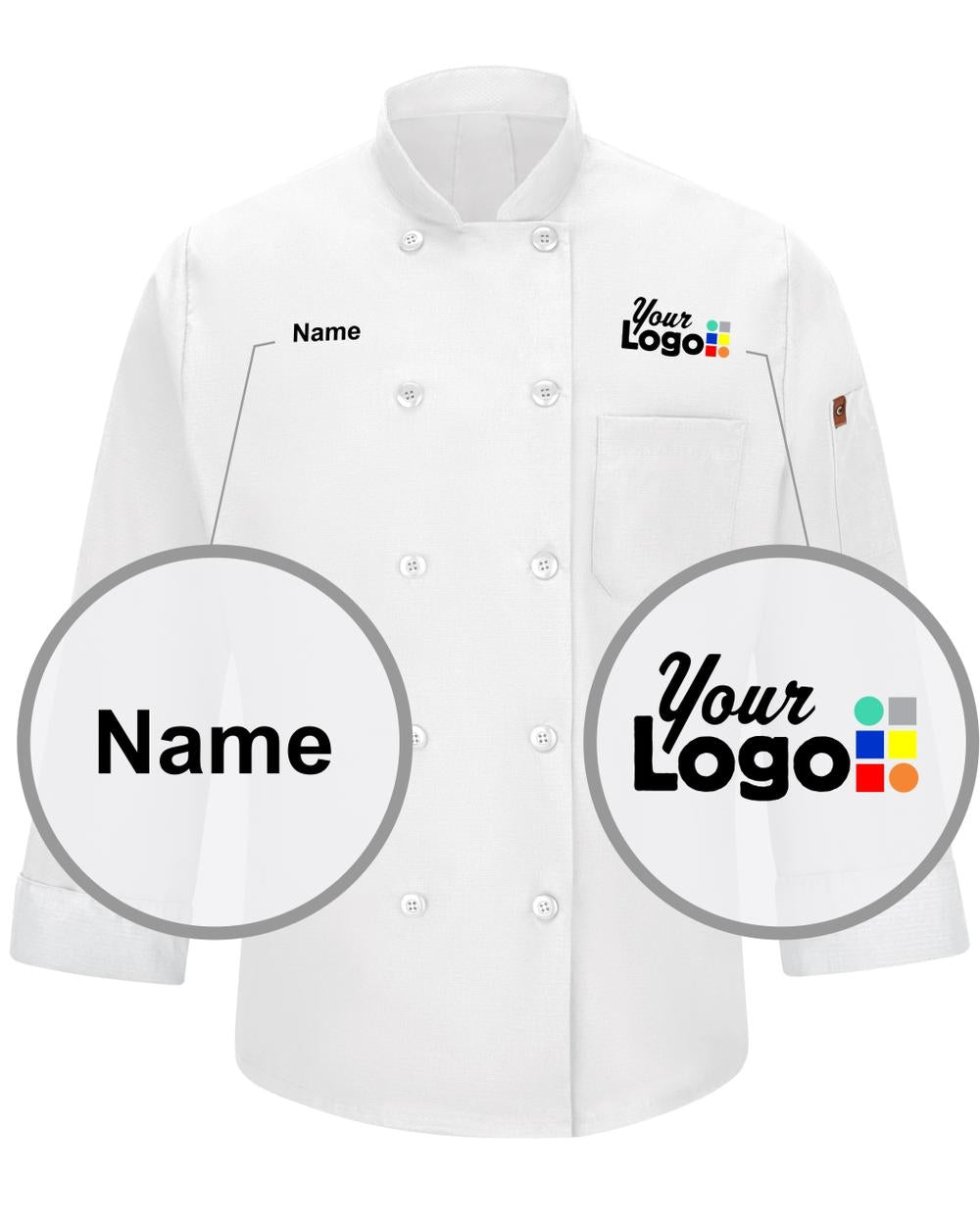 Chef Designs L/S Oilblok Mimix Custom Chef Coat, color: White