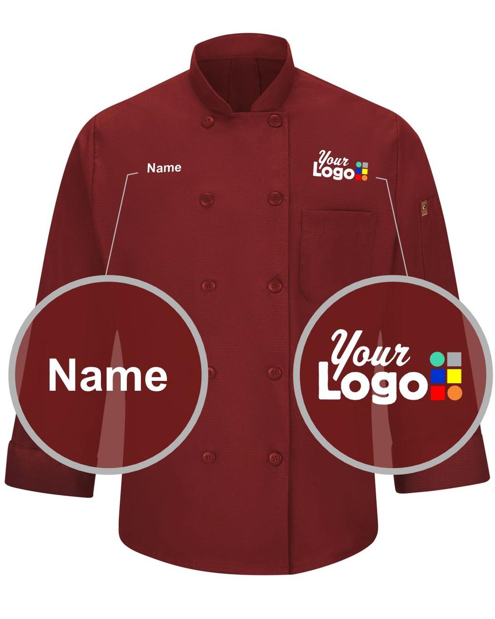 Chef Designs L/S Oilblok Mimix Custom Chef Coat, color: Fireball Red