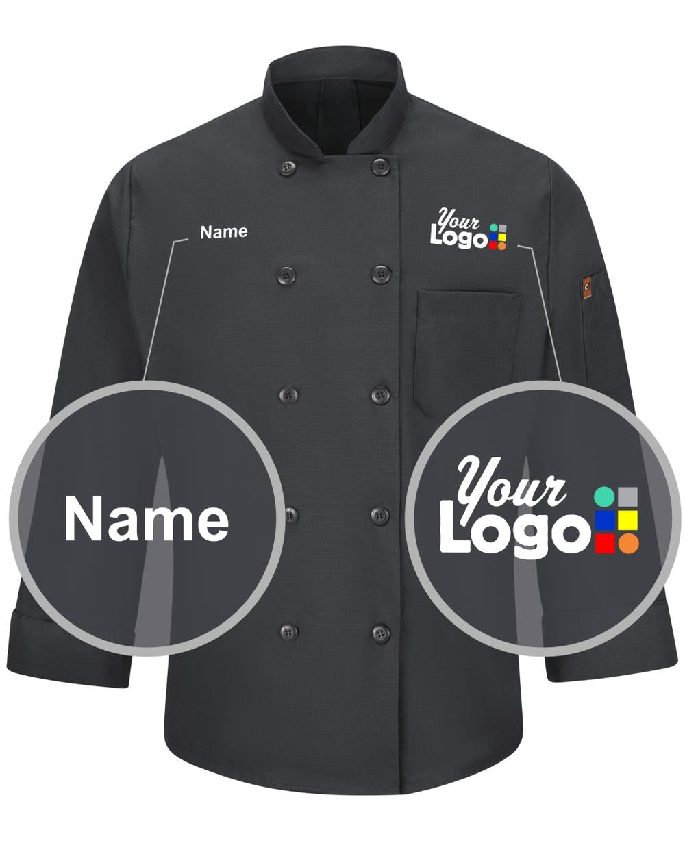 Chef Designs L/S Oilblok Mimix Custom Chef Coat, color: Charcoal