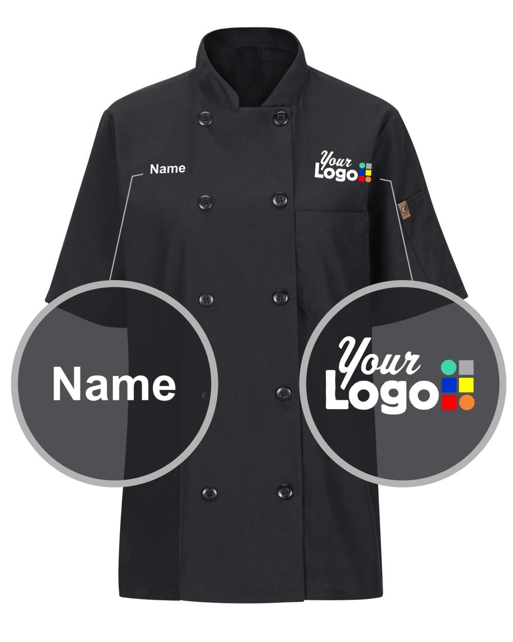 045XWL Women's Oilblok Mimix Custom Chef Coat, color: Black