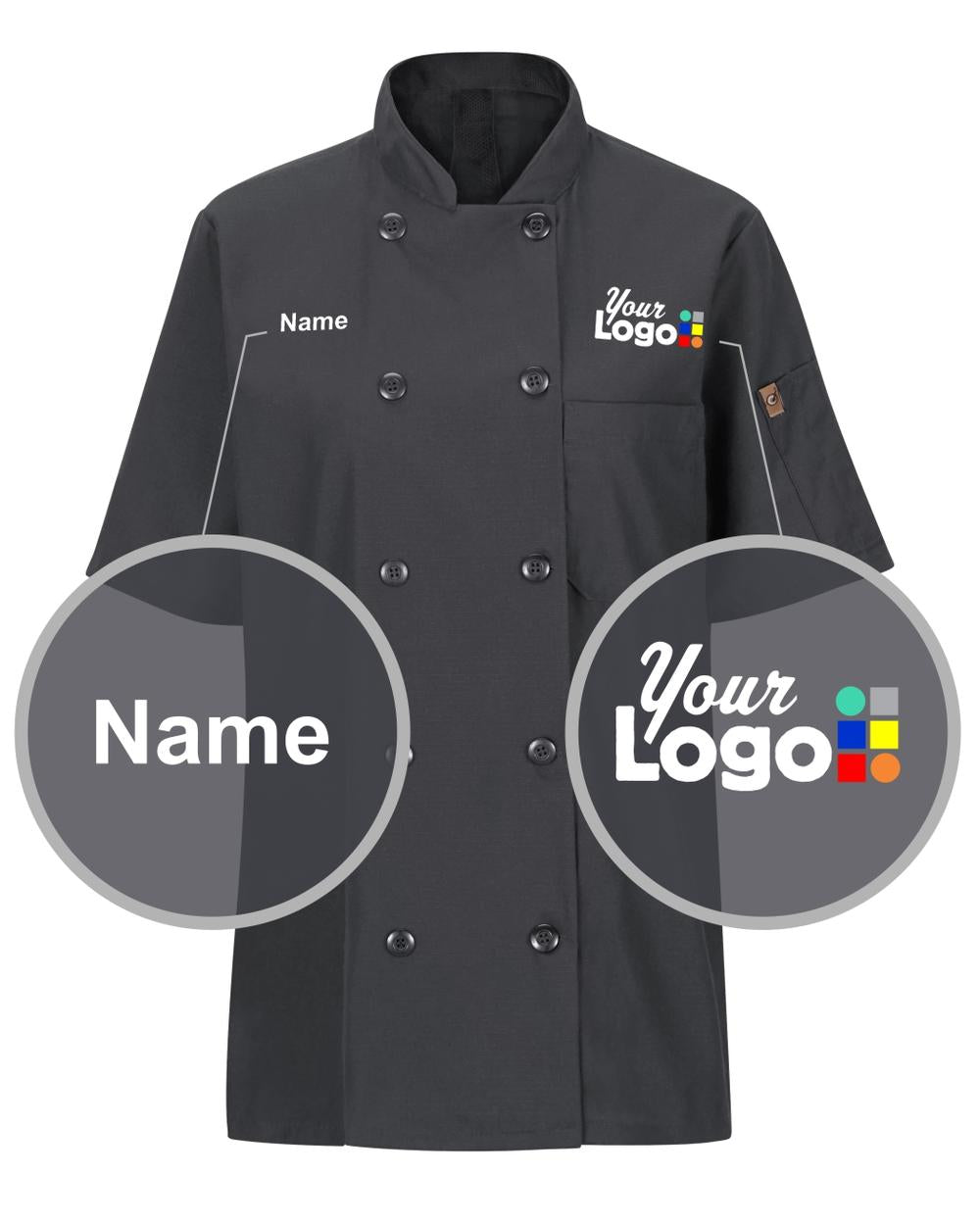 Chef Designs S/S Oilblok Mimix Custom Chef Coat, color: Charcoal