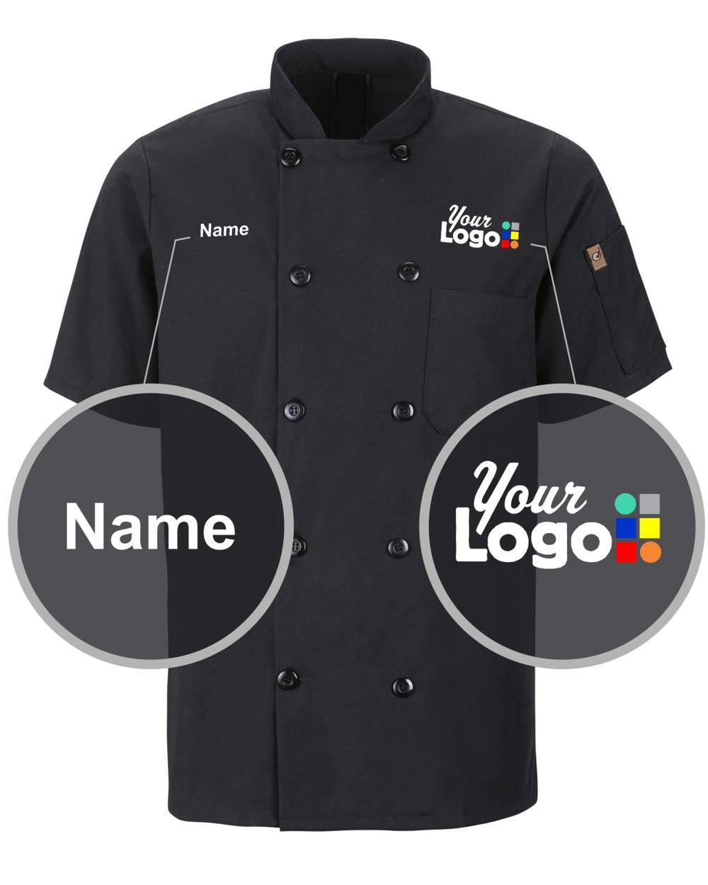 Chef Designs S/S Oilblok Mimix Custom Chef Coat, color: Black