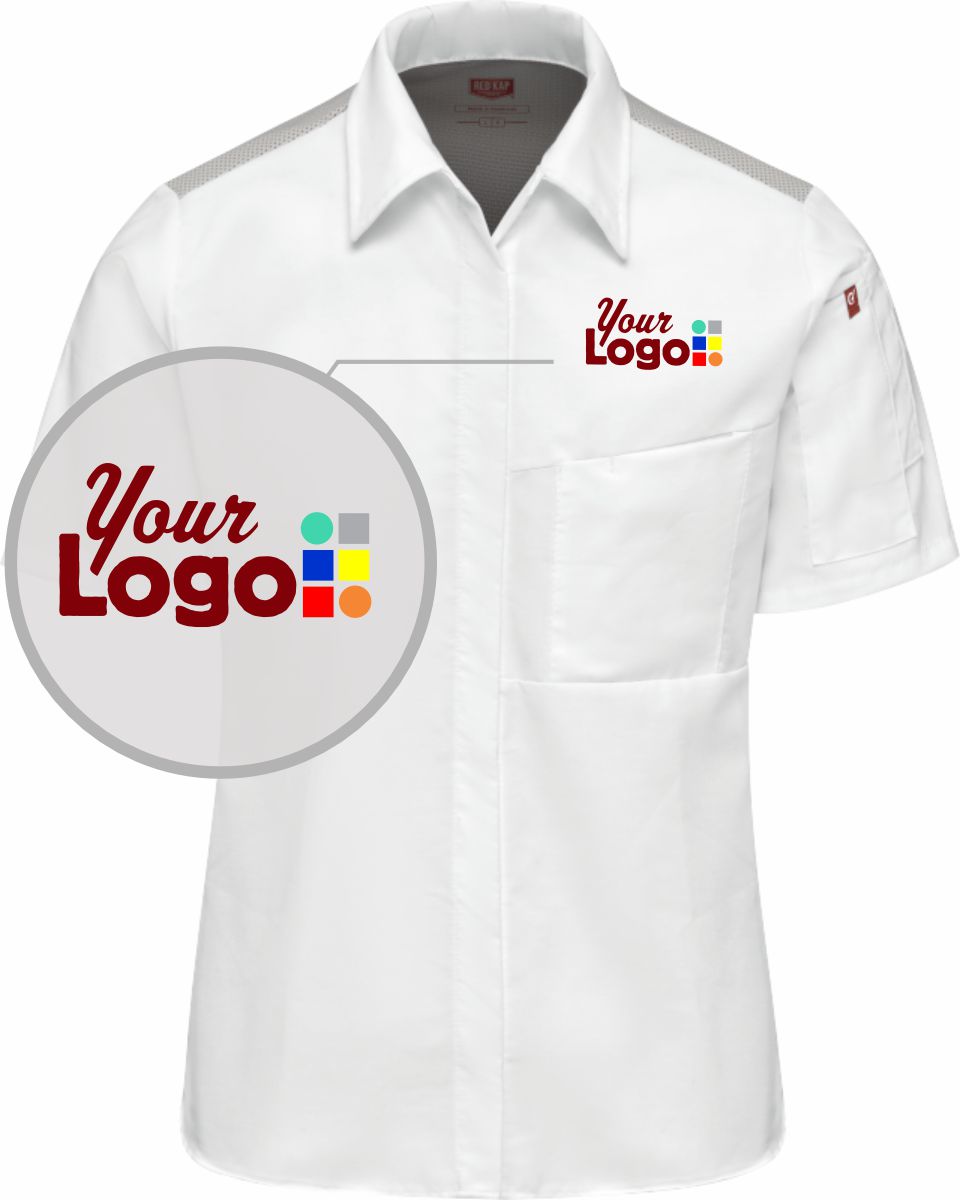RedKap S/S Airflow with Oilblok Custom Cook Shirt, color: White/Grey