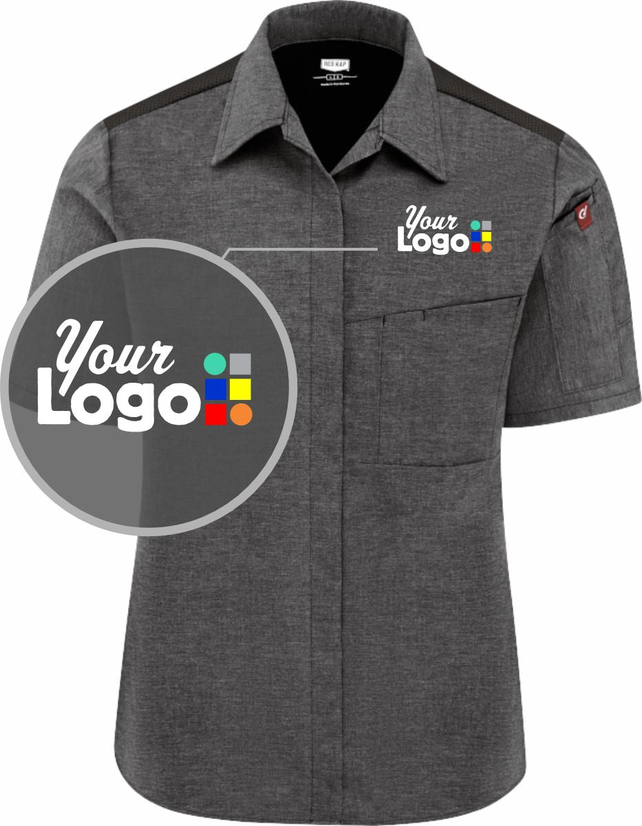 RedKap S/S Airflow with Oilblok Custom Cook Shirt, color: Charcoal Heather/Black