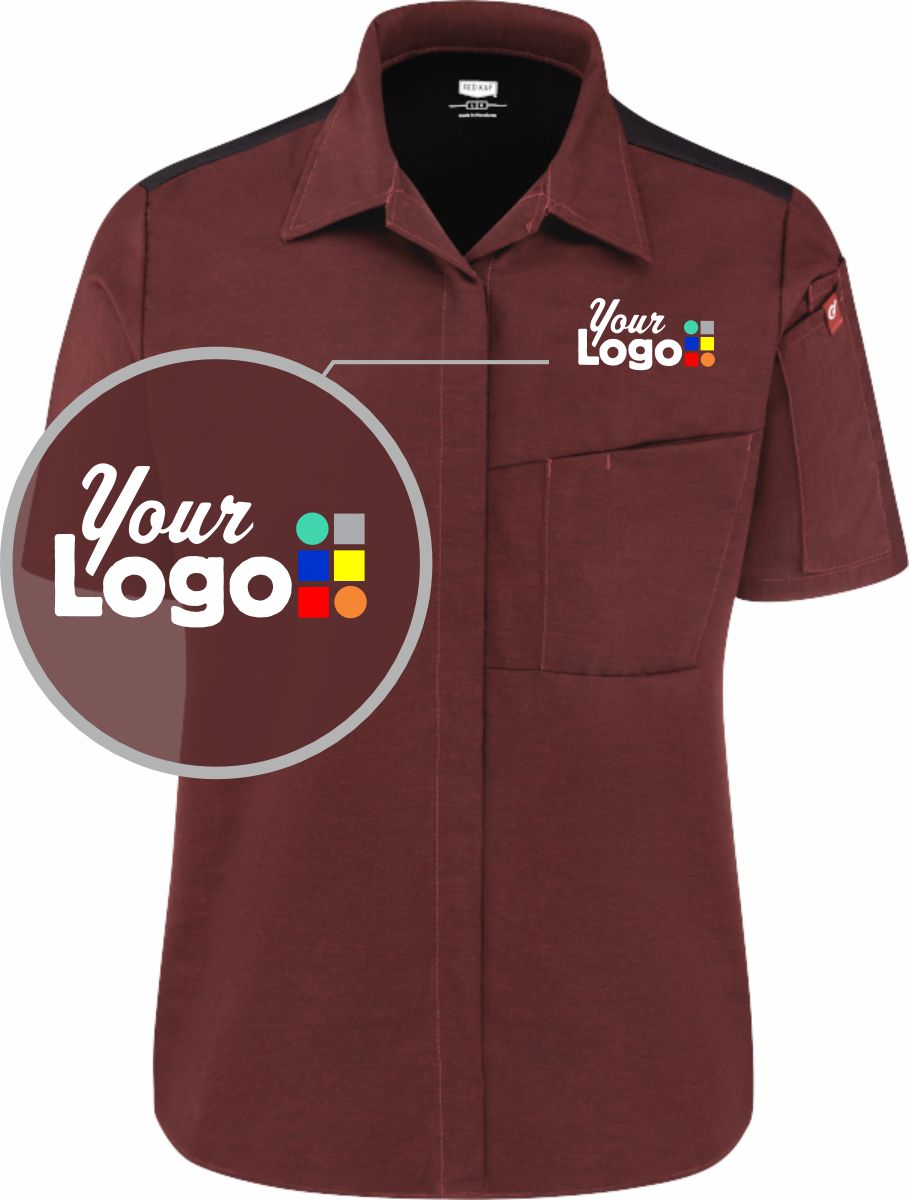 RedKap S/S Airflow with Oilblok Custom Cook Shirt, color: Merlot Heather/Black