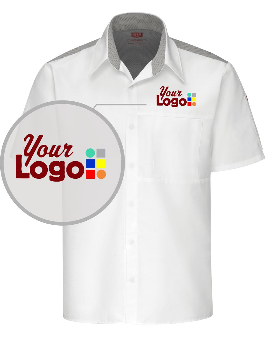 RedKap S/S Airflow with Oilblok Custom Cook Shirt, color: White/Grey