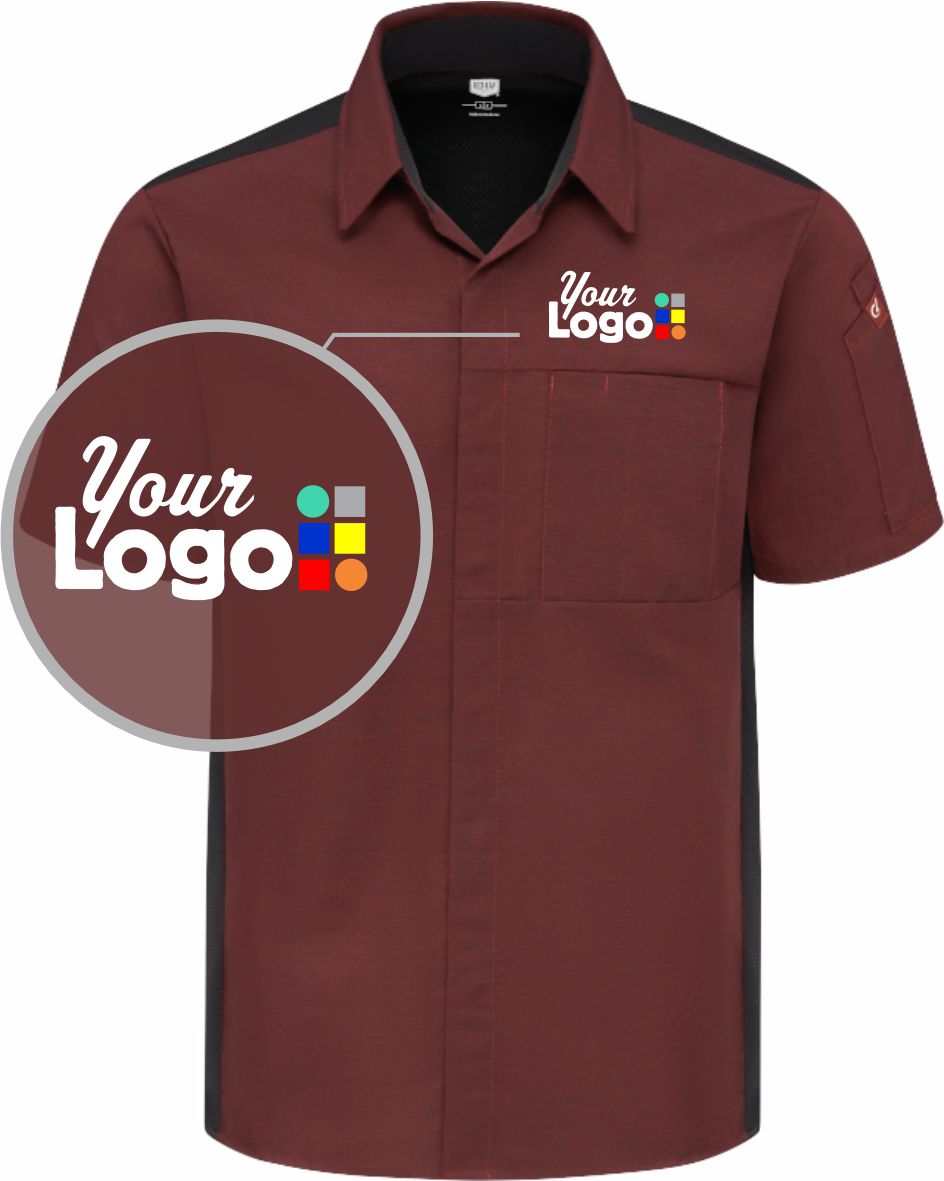 RedKap S/S Airflow with Oilblok Custom Cook Shirt, color: Merlot Heather/Black