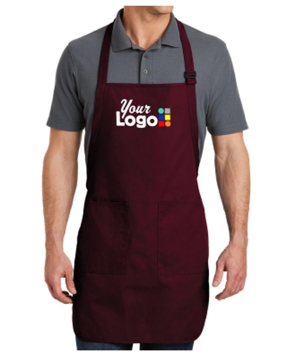 Port Authority Full-Length Bib Custom Apron, color: Maroon