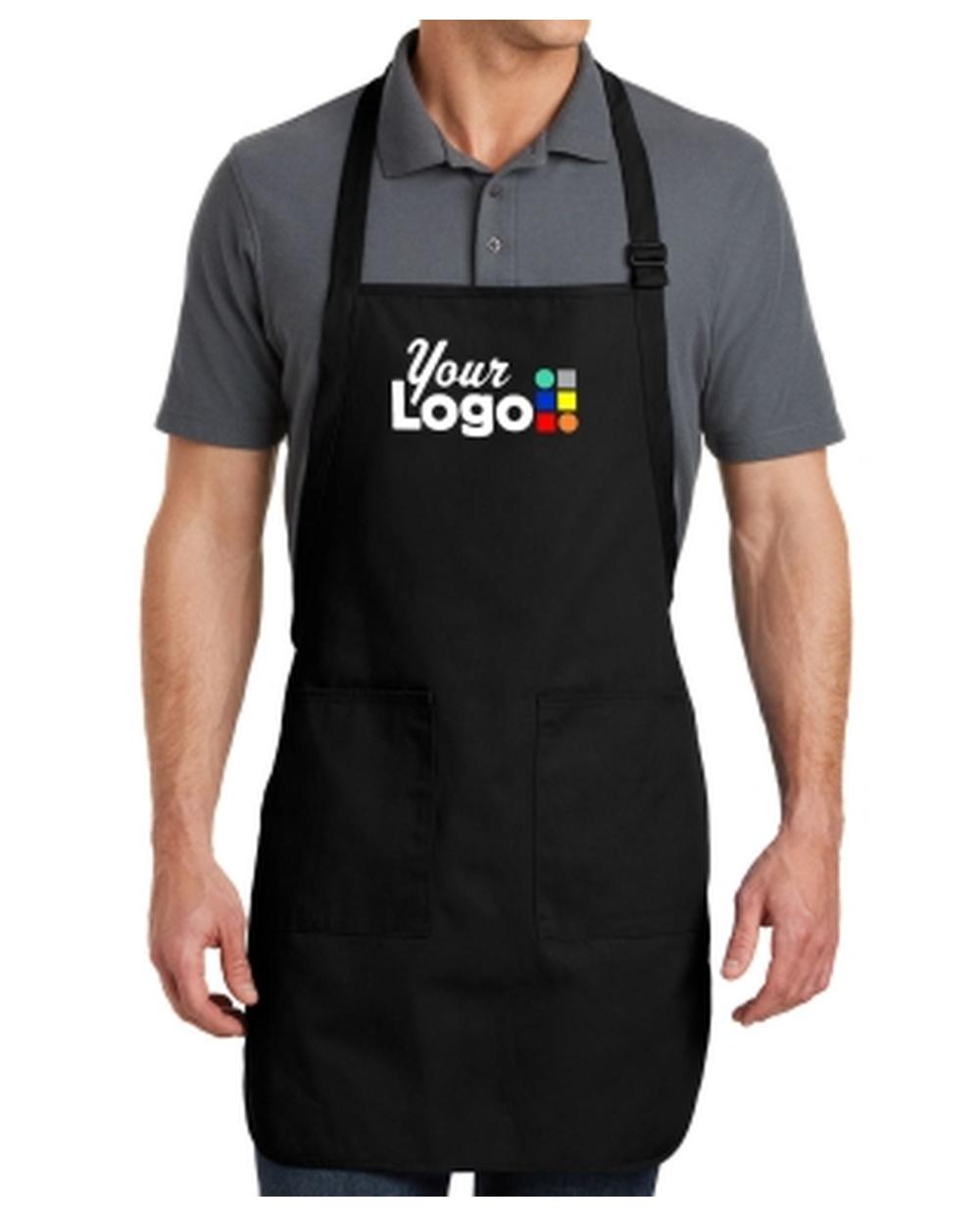 Port Authority Full-Length Bib Custom Apron, color: Black