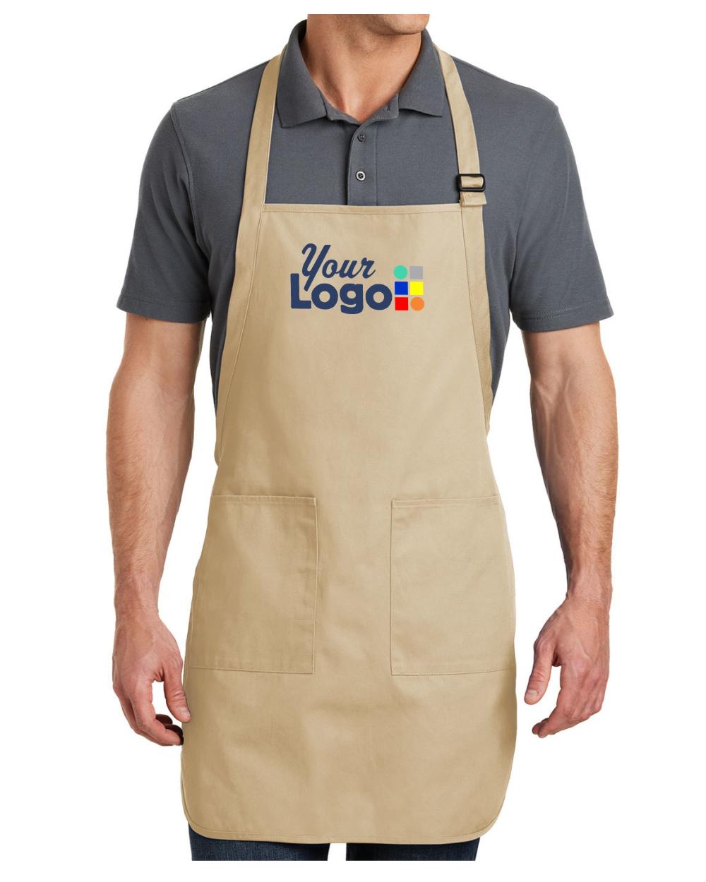 Port Authority Full-Length Bib Custom Apron, color: Stone
