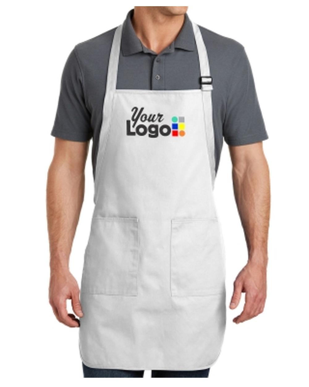 Port Authority Full-Length Bib Custom Apron, color: White