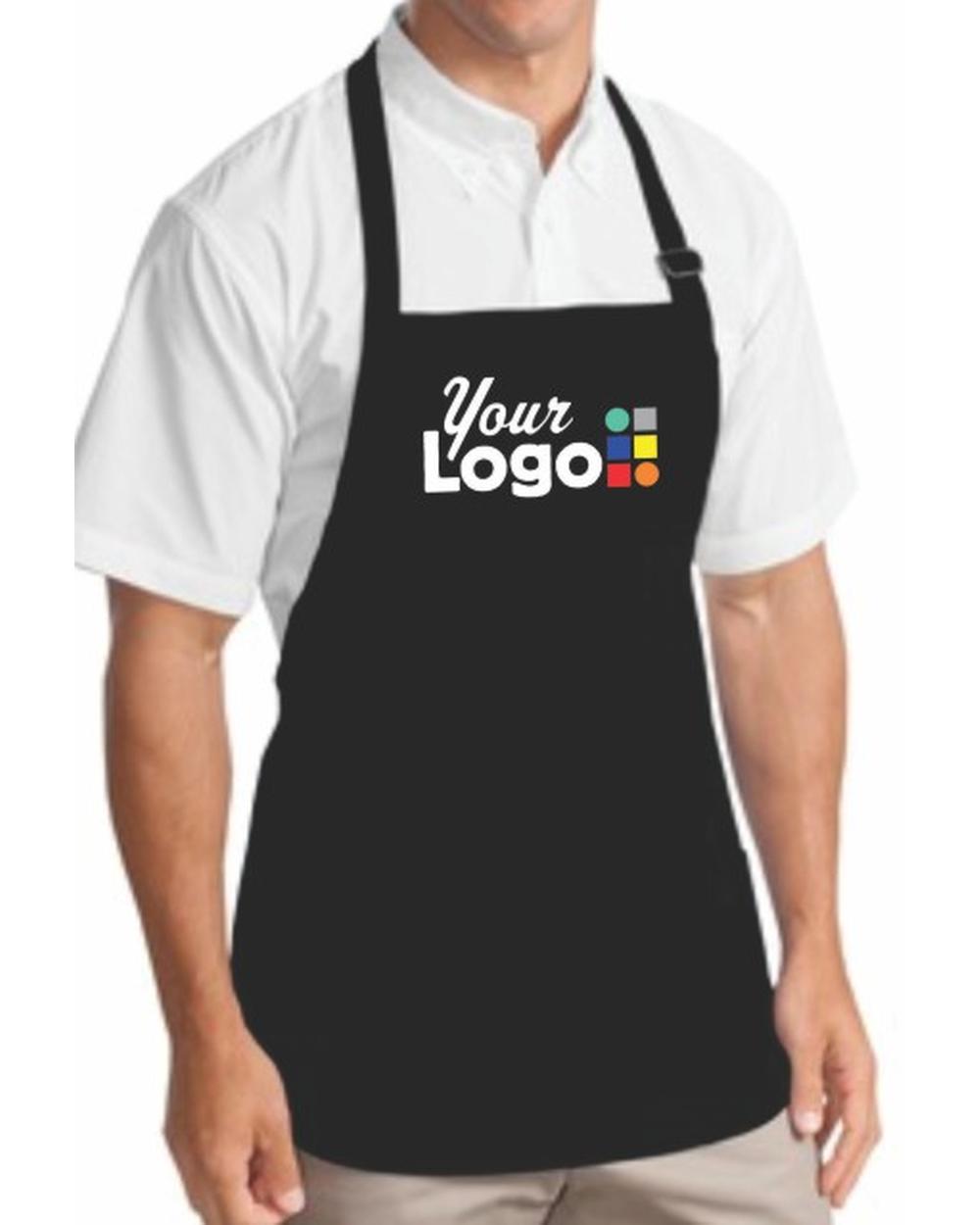 Port Authority Med-Length Bib Custom Apron, color: Black