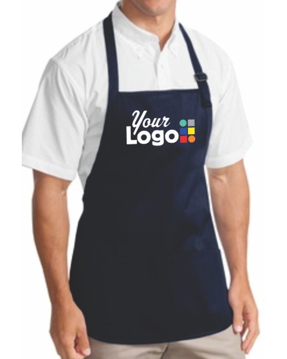 Port Authority Med-Length Bib Custom Apron, color: Navy
