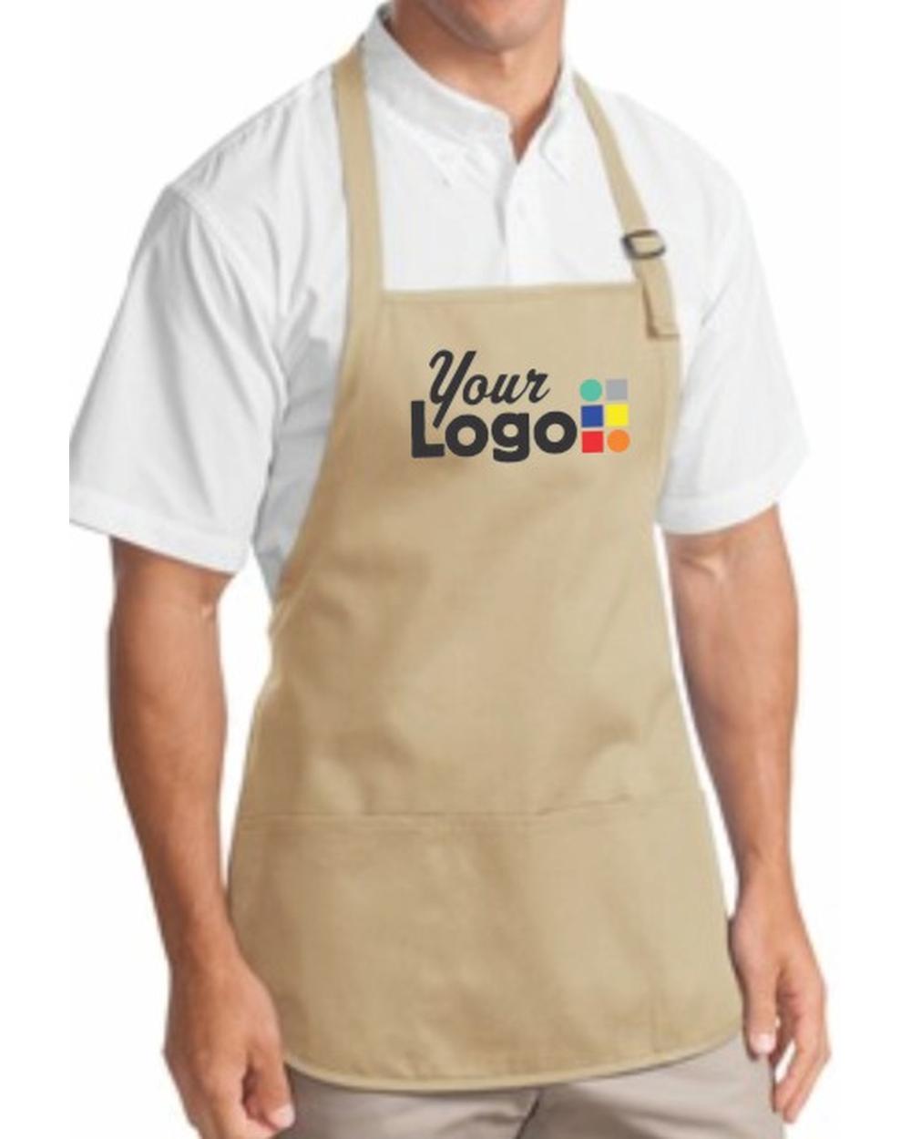 Port Authority Med-Length Bib Custom Apron, color: Stone