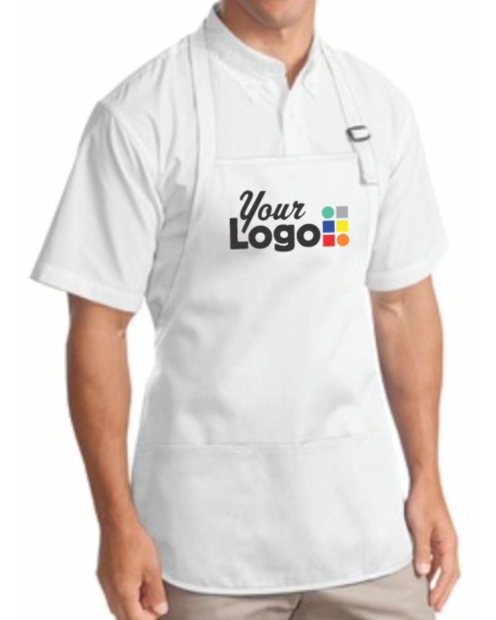 Port Authority Med-Length Bib Custom Apron, color: White