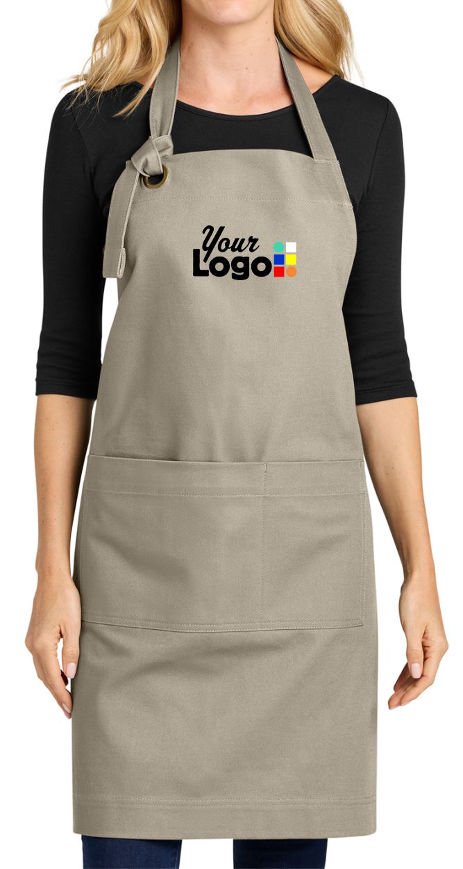 Port Authority Signature Heavy Twill Bib Custom Apron, color: Sahara