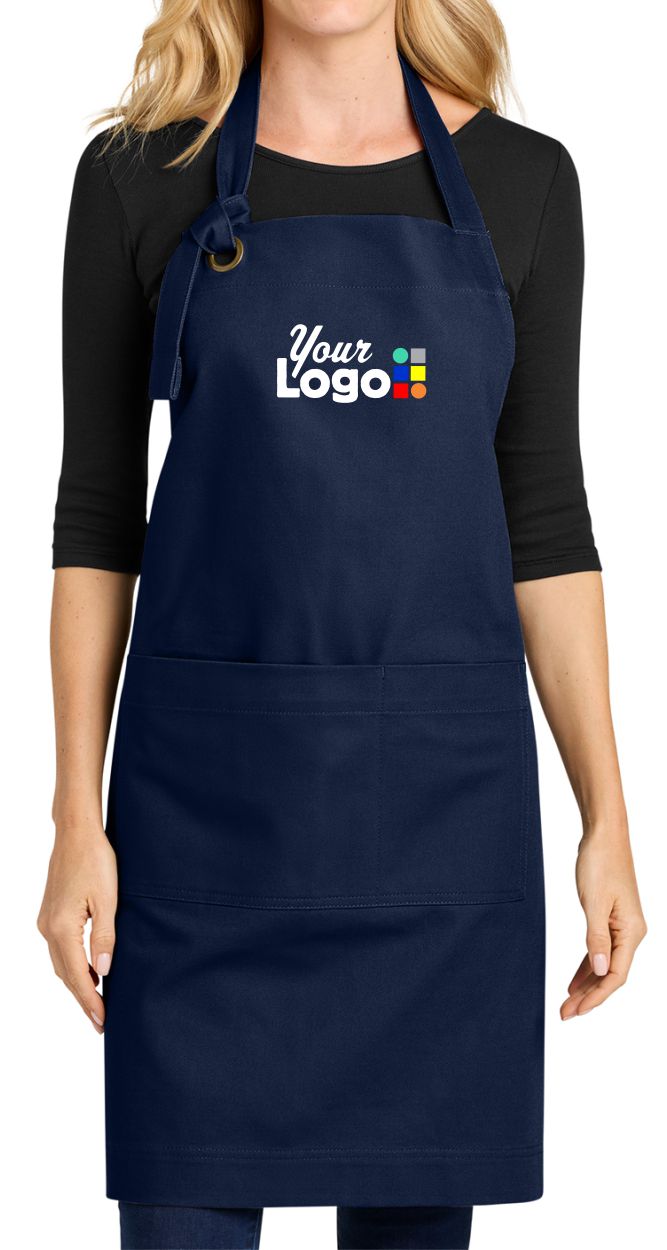 Port Authority Signature Heavy Twill Bib Custom Apron, color: True Navy