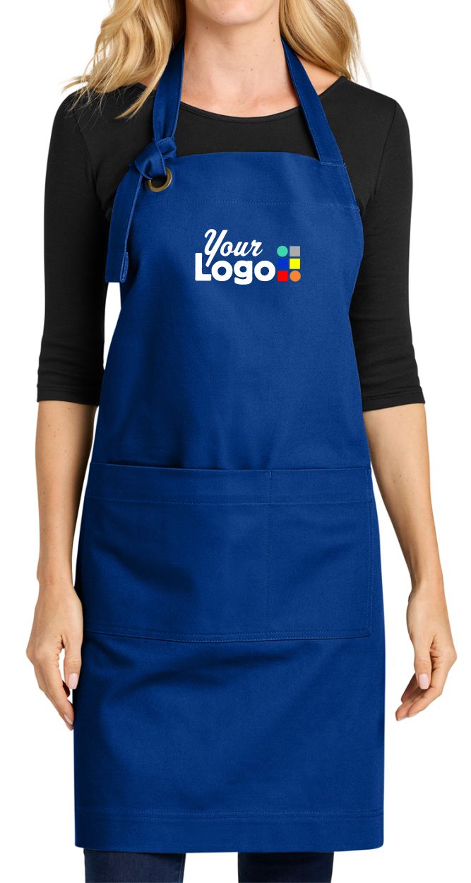 Port Authority Signature Heavy Twill Bib Custom Apron, color: True Royal