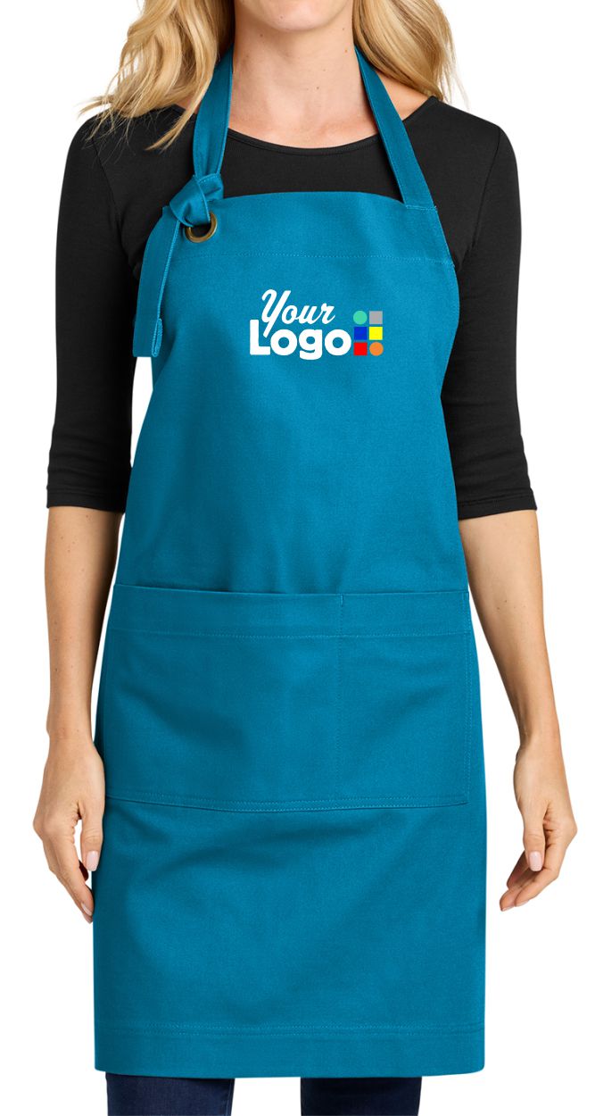 Port Authority Signature Heavy Twill Bib Custom Apron, color: Parcel Blue