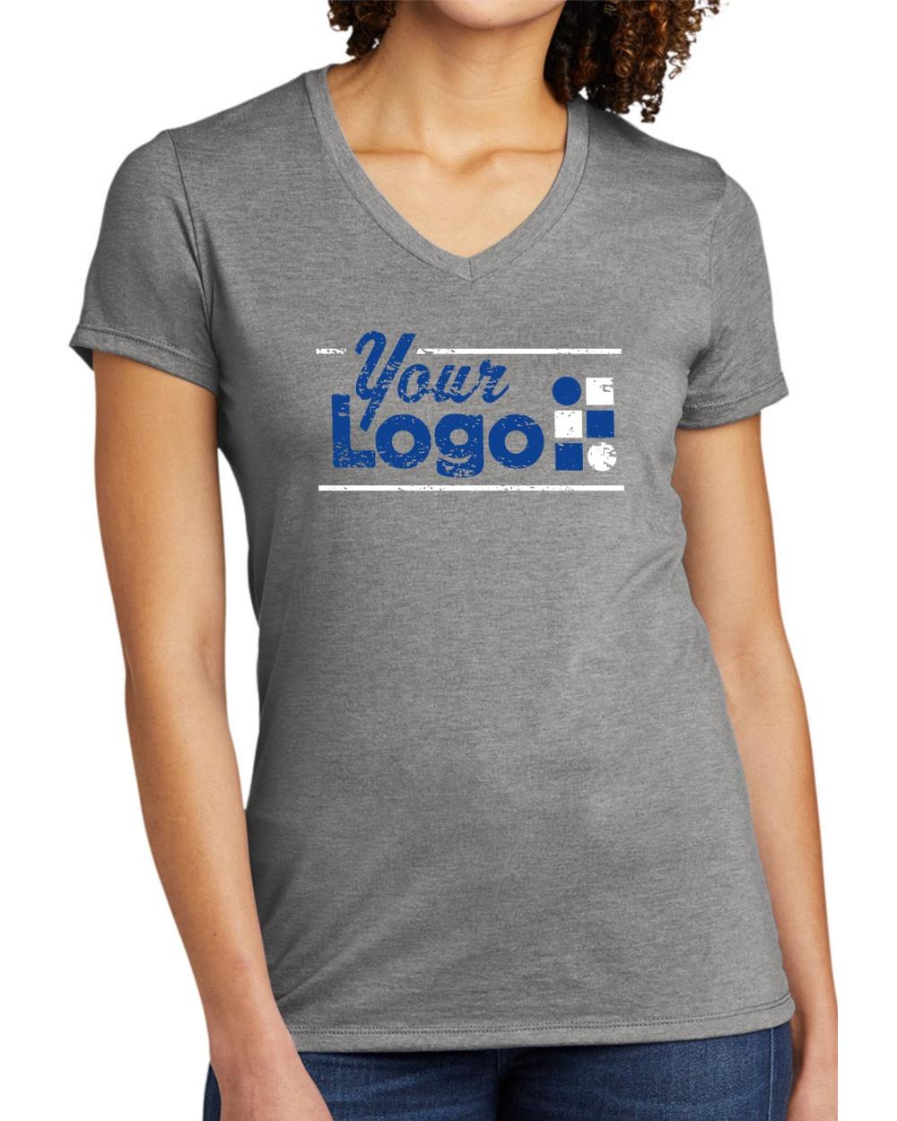 Allmade S/S Tri-Blend V-Neck Custom T-Shirt, color: Aluminum Grey