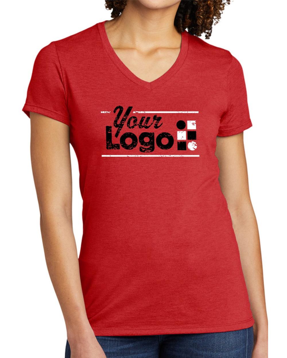 Allmade S/S Tri-Blend V-Neck Custom T-Shirt, color: Rise Up Red