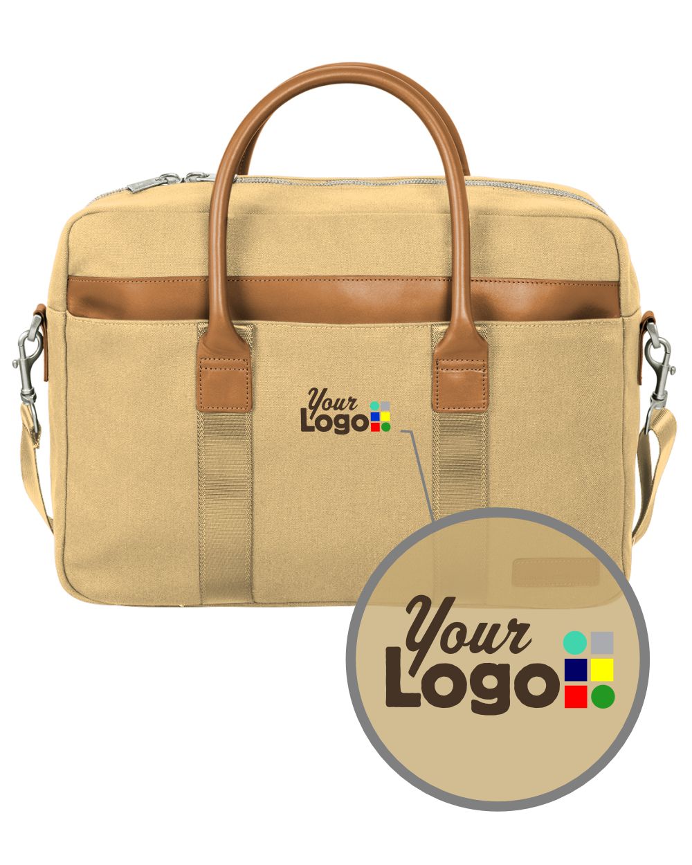 Brooks Brothers Wells Briefcase Custom Laptop Bag, color: Ledger Khaki