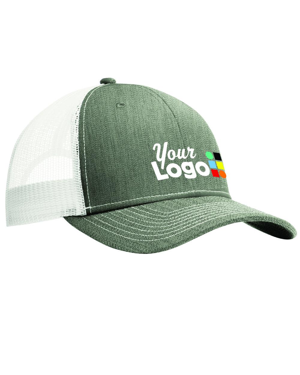 Port Authority Snapback Trucker Custom Cap, color: Heather Grey/White