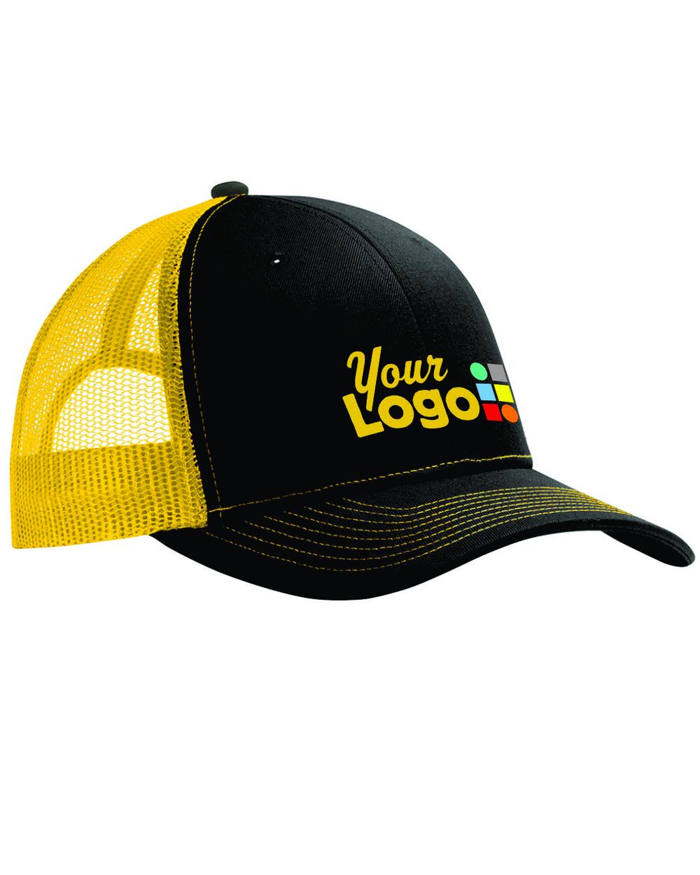 Port Authority Snapback Trucker Custom Cap, color: Black/Gold