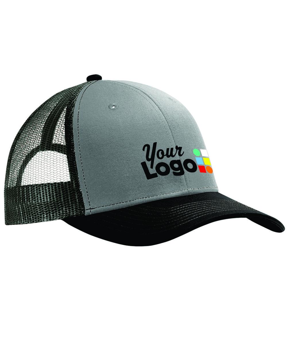 Port Authority Snapback Trucker Custom Cap, color: Gusty Grey/Black/Grey Steel