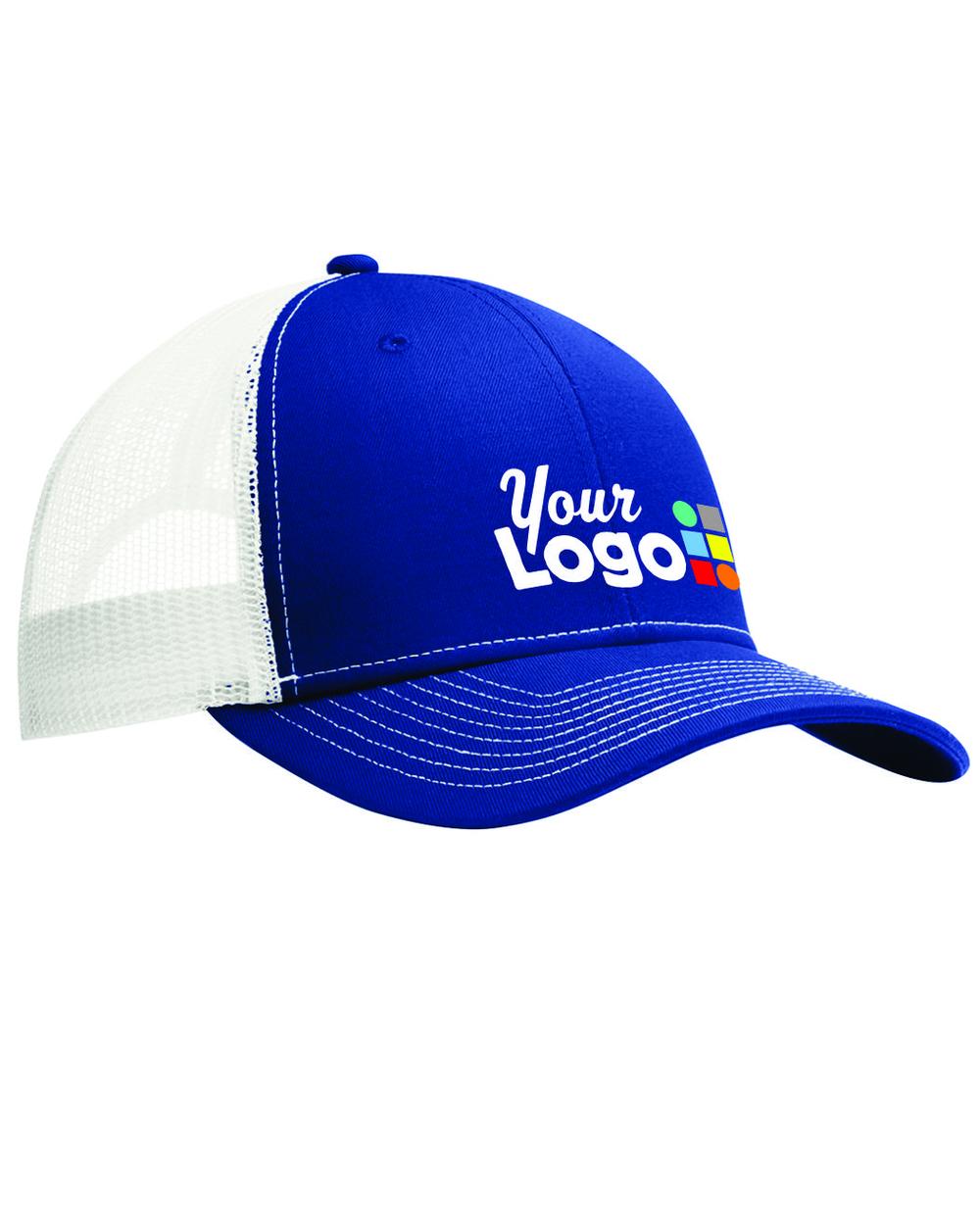 Port Authority Snapback Trucker Custom Cap, color: Patriot Blue/White