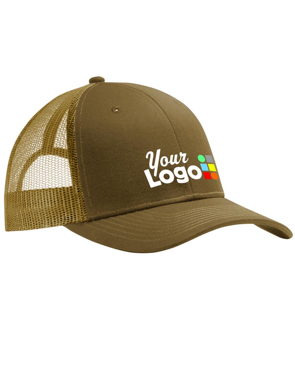 Port Authority Snapback Trucker Custom Cap, color: Woodland Brown