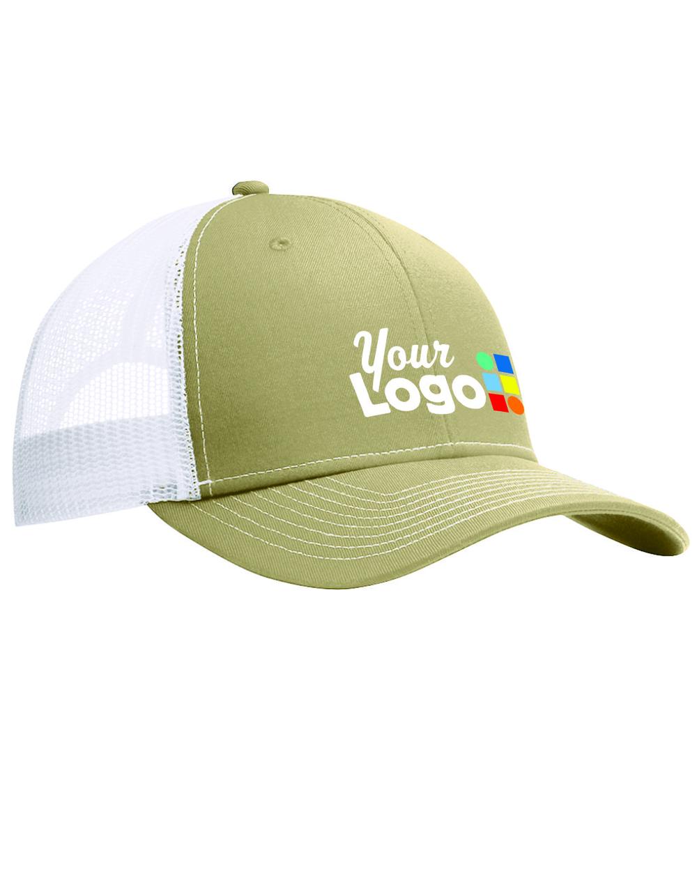 Port Authority Snapback Trucker Custom Cap, color: Light Khaki/White