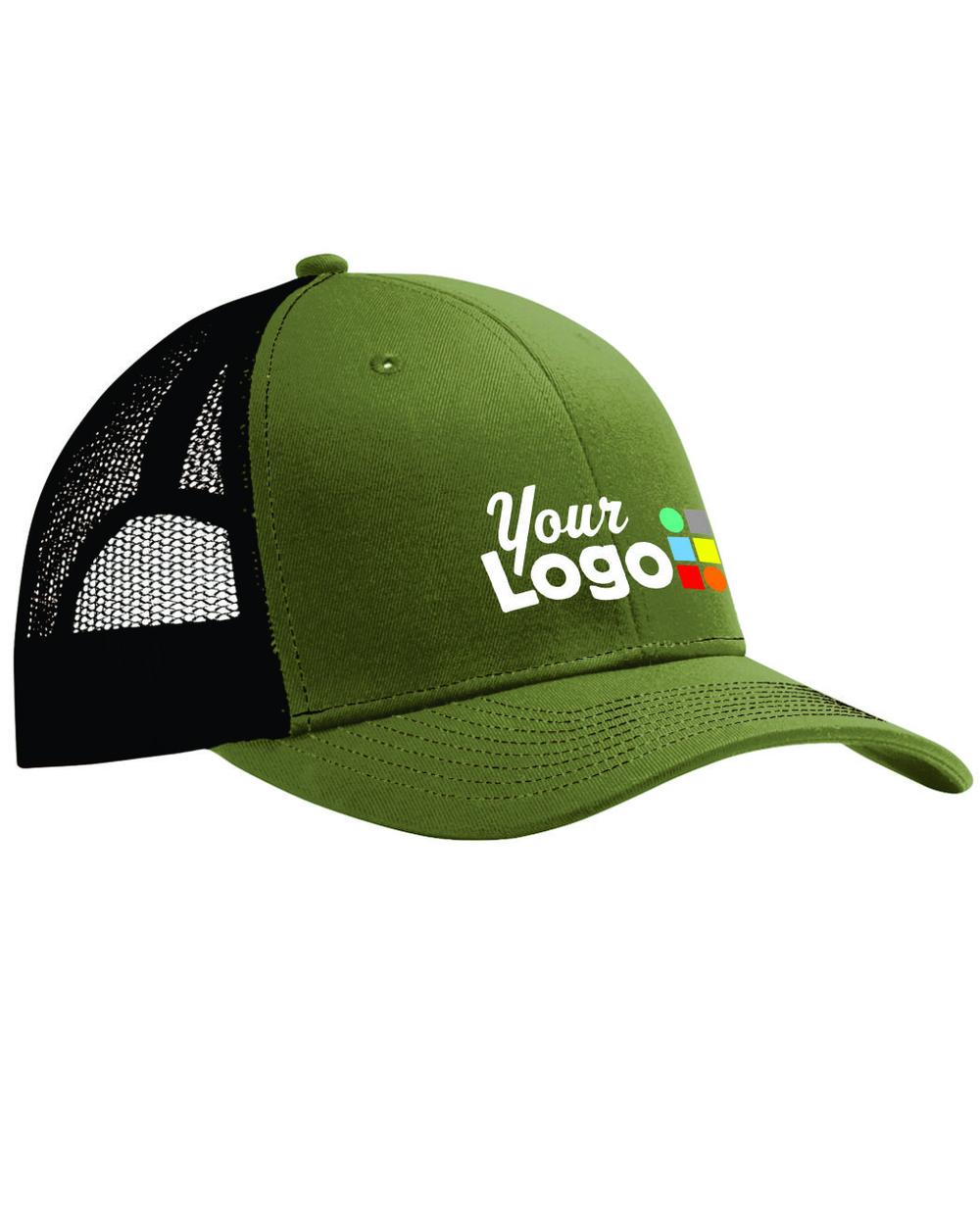 Port Authority Snapback Trucker Custom Cap, color: Olive Drab Green/Black