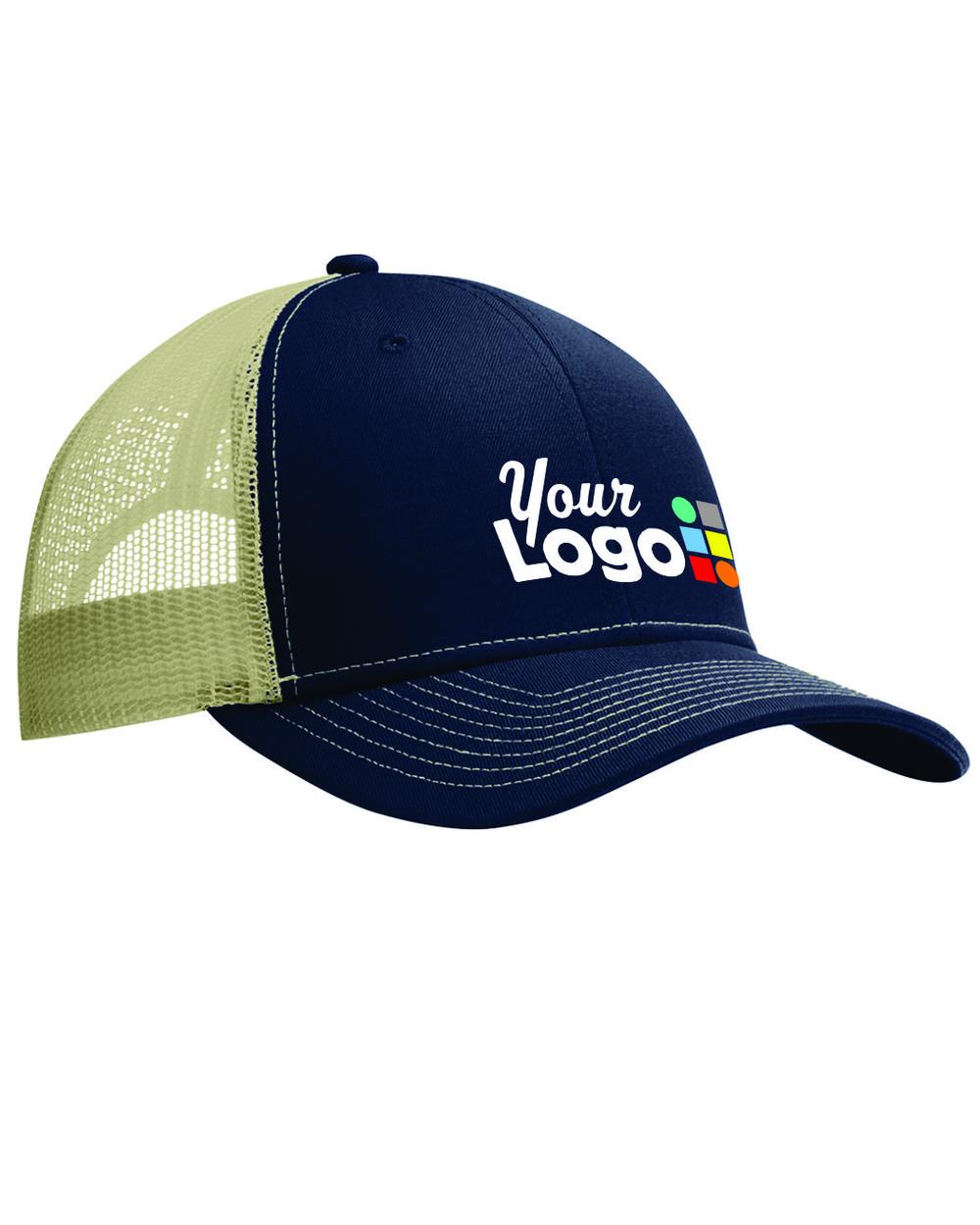 Port Authority Snapback Trucker Custom Cap, color: Rich Navy/True Khaki