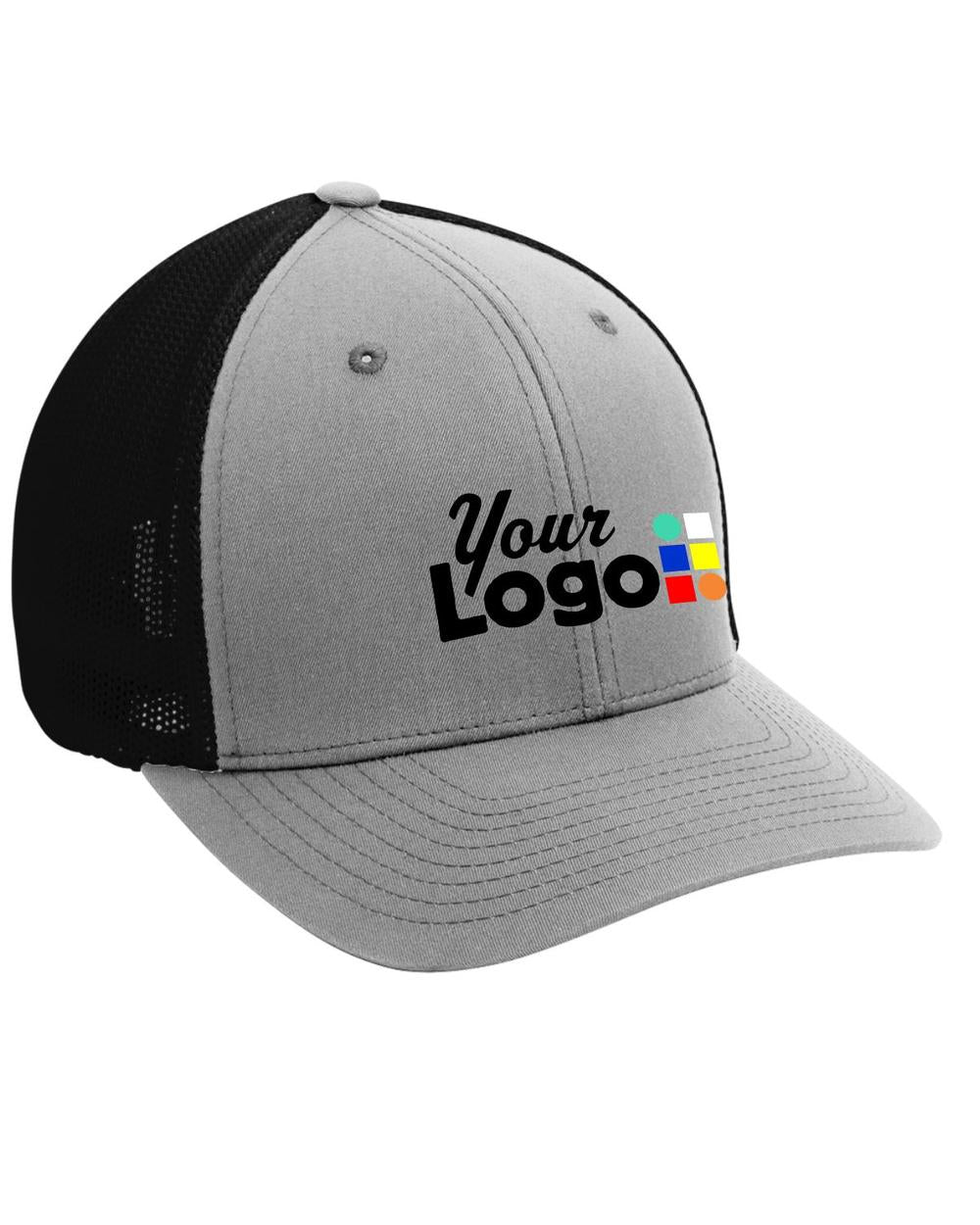 Port Authority MeshBack FlexFit Custom Cap, color: Silver/Black