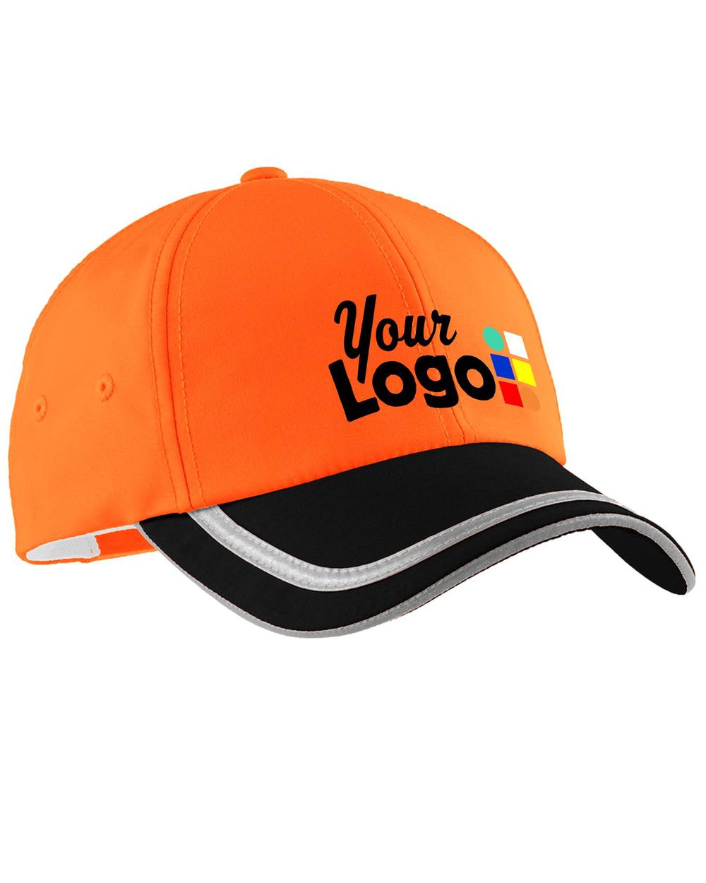 Port Authority Safety Custom Cap, color: Safety Orange/Black