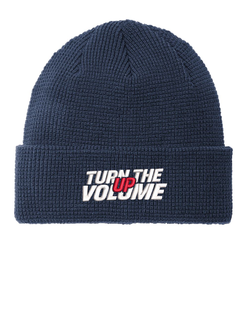 Port Authority Thermal Knit Cuffed Turn The Volume Up Beanie, color: Insignia Blue