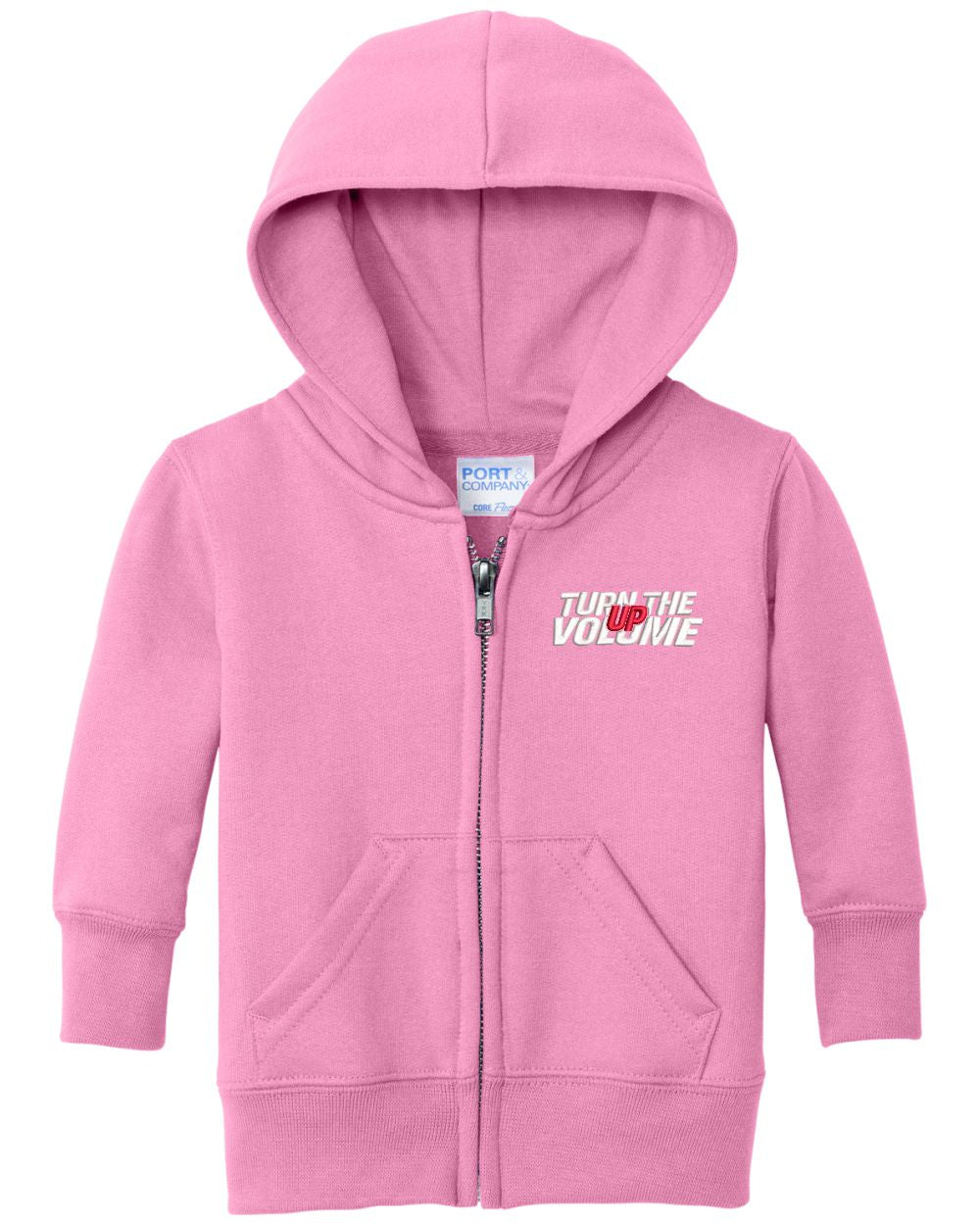 Port & Company Core Fleece Full-Zip Turn The Volume Up Hoodie, color: Candy Pink
