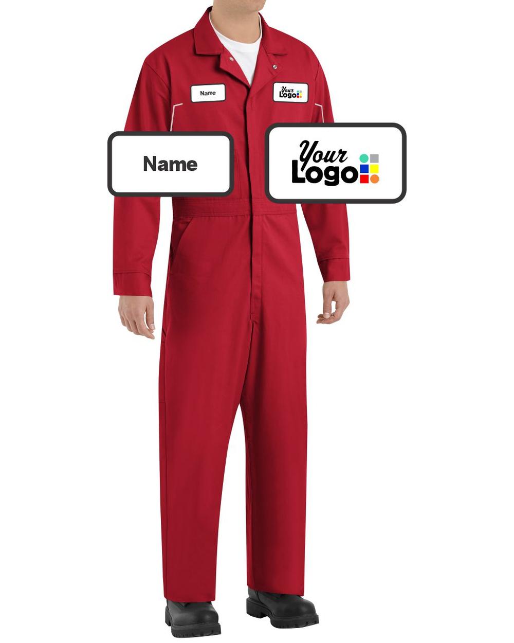 RedKap Zip-Front Cotton Custom Coverall, color: Red