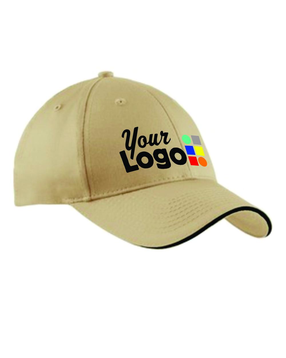 Port & Company Sandwich-Bill Custom Cap, color: Stone/Black