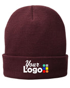 Port & Company Fleece-Lined Knit Custom Beanie, color: Maroon