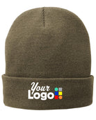 Port & Company Fleece-Lined Knit Custom Beanie, color: Coyote Brown