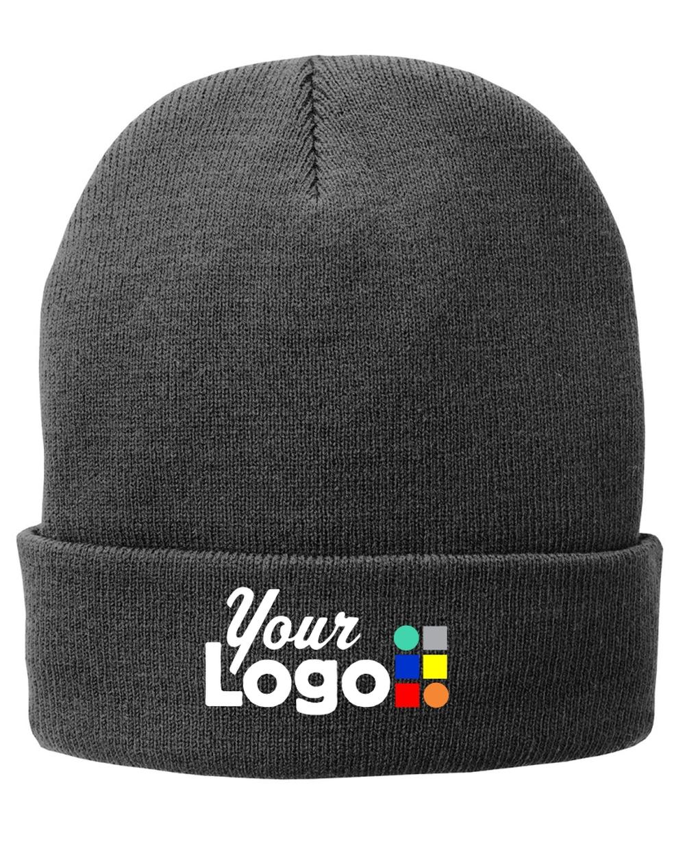 Port & Company Fleece-Lined Knit Custom Beanie, color: Athletic Oxford