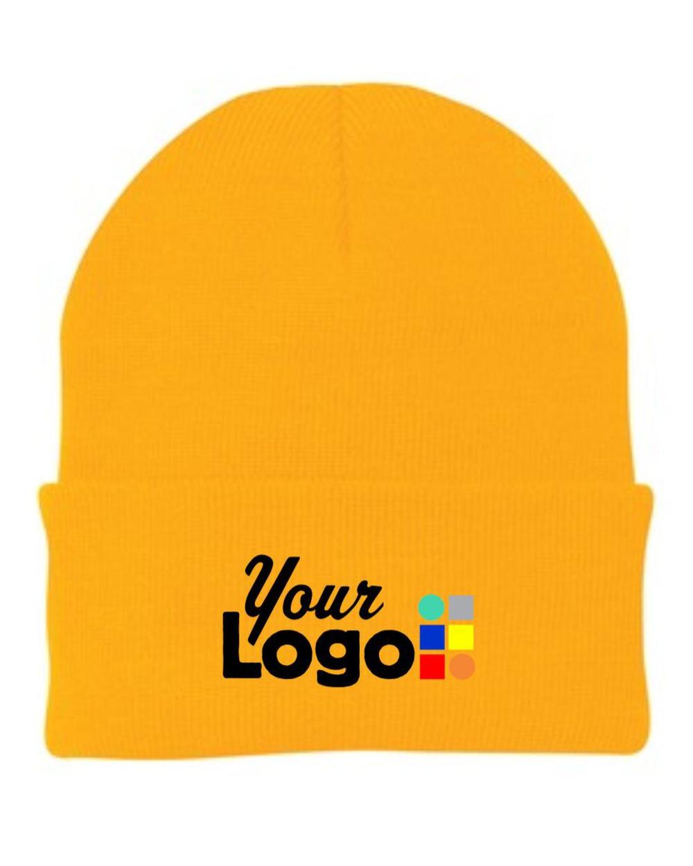 Port & Company Knit Custom Beanie, color: Athletic Gold