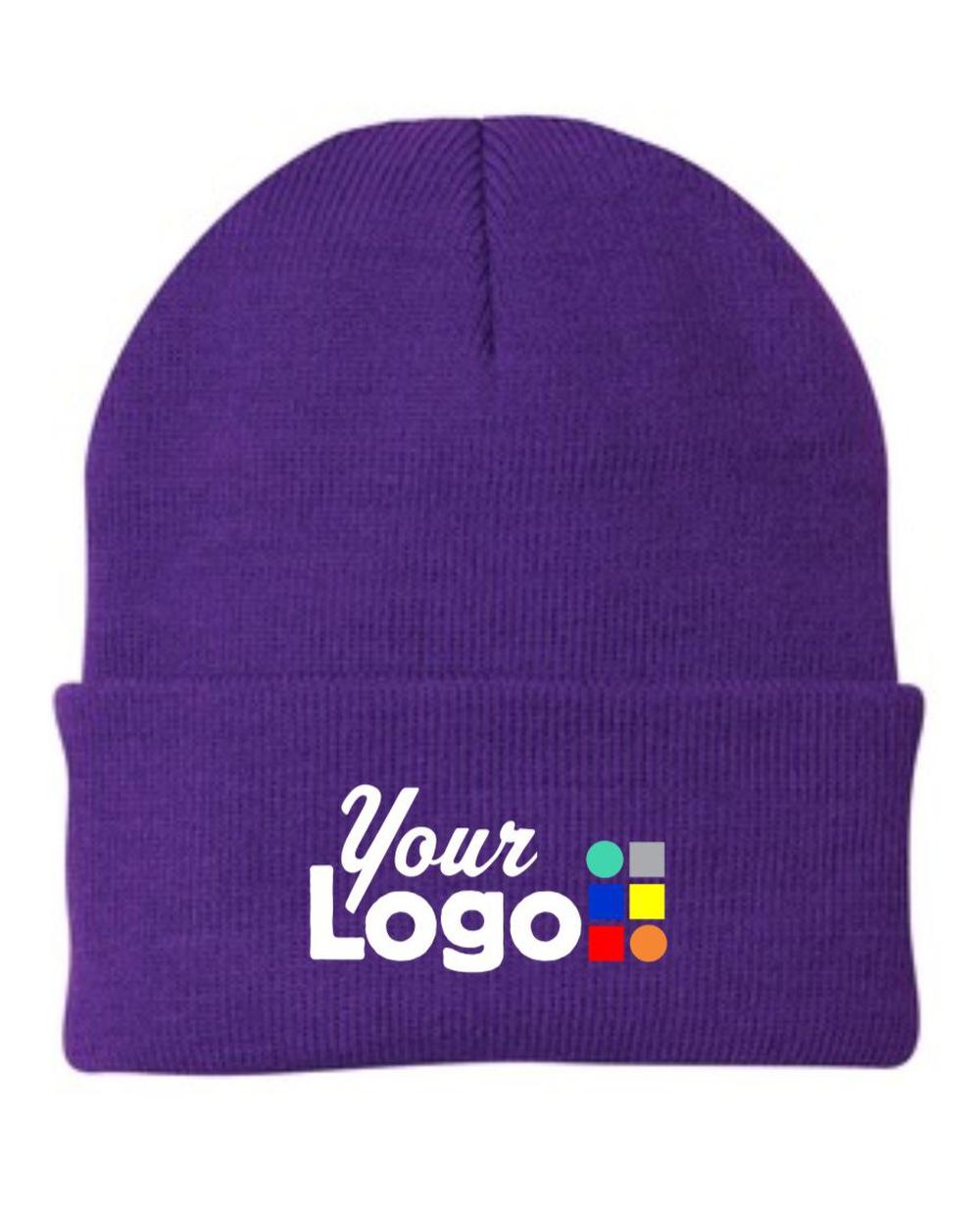 Port & Company Knit Custom Beanie, color: Athletic Purple
