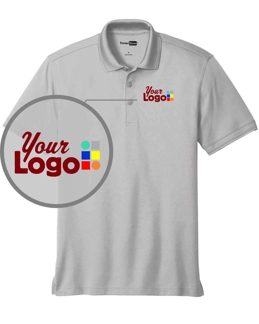 CornerStone S/S Industrial Snag-Proof Pique Custom Golf Shirt, color: Light Grey