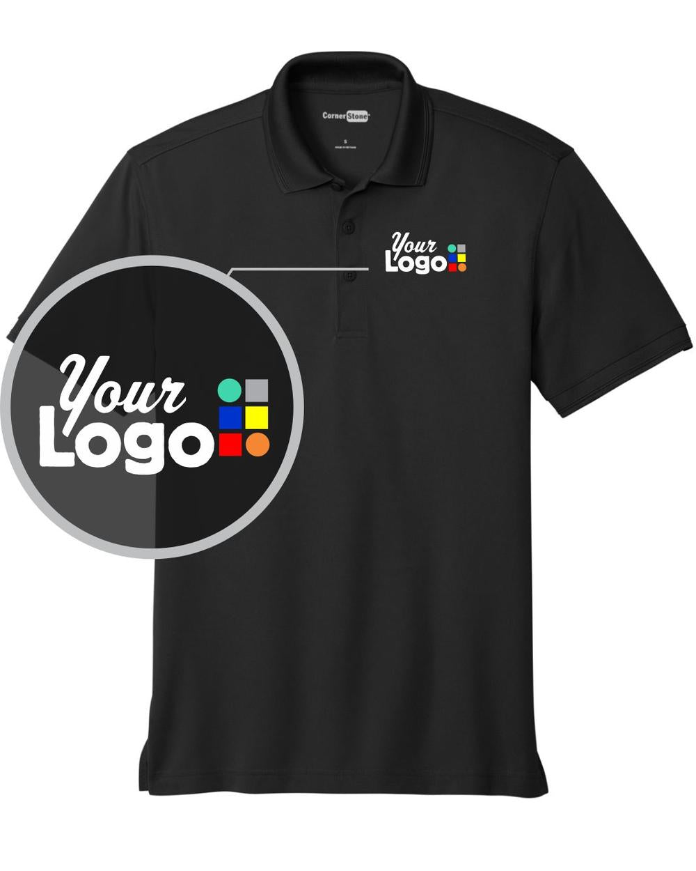 CornerStone S/S Industrial Snag-Proof Pique Custom Golf Shirt, color: Black