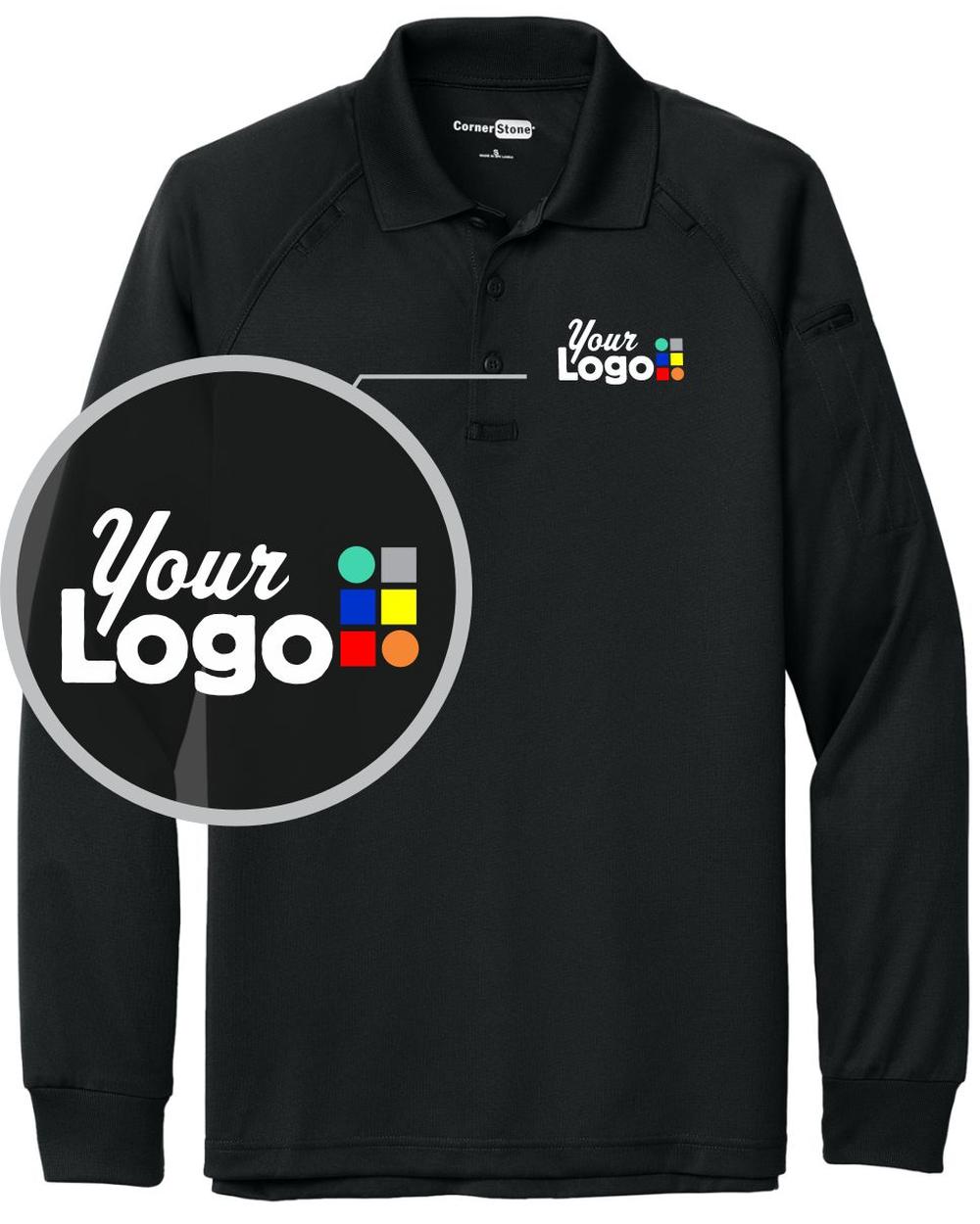 CornerStone L/S Select Snag-Proof Tactical Custom Golf Shirt, color: Black